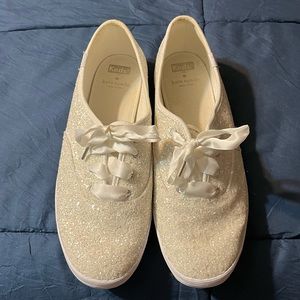 Keds Kate Spade White Sparkly Tennis Shoes